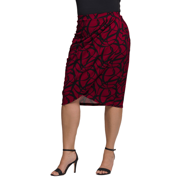 Plus Size 24/7 Comfort Apparel Ruched Pencil Skirt