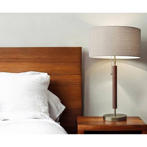 HomeRoots 26in. Antiqued Brass Solid Wood Table Lamp