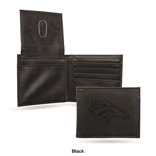 Mens NFL Denver Broncos Faux Leather Bifold Wallet