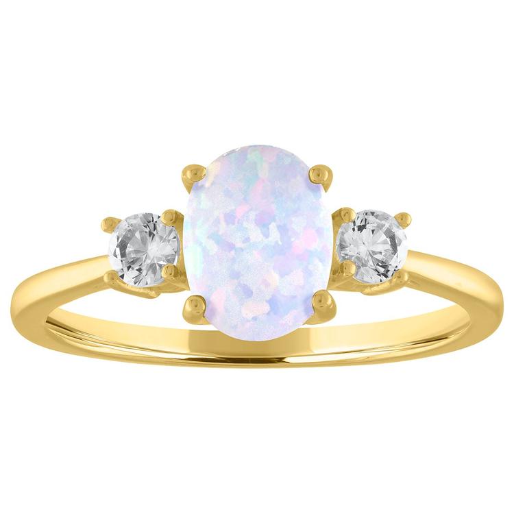 Gemstone Classics(tm) Oval Simulated Opal 10kt. Gold Ring