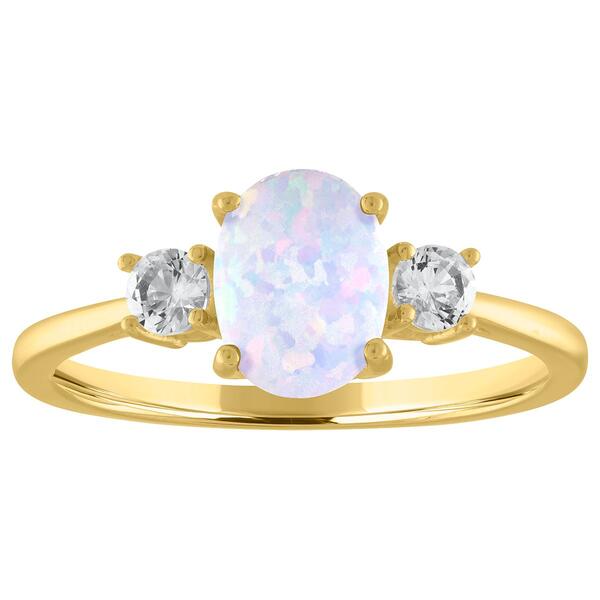 Gemstone Classics&#40;tm&#41; Oval Simulated Opal 10kt. Gold Ring - image 
