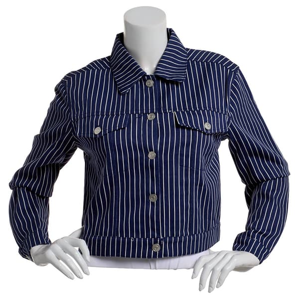 Juniors No Comment Cotton Twill Stripe Jacket - image 
