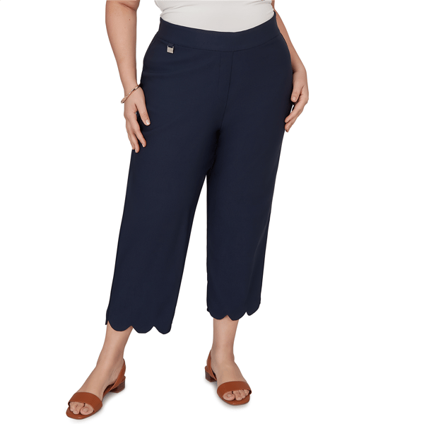 Plus Size Emaline Sapphire Serenade II Scallop Hem Pull On Capris - image 