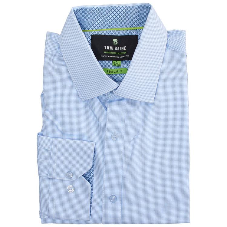 Mens Tom Baine Regular Fit Dress Shirt - Sky Blue Check