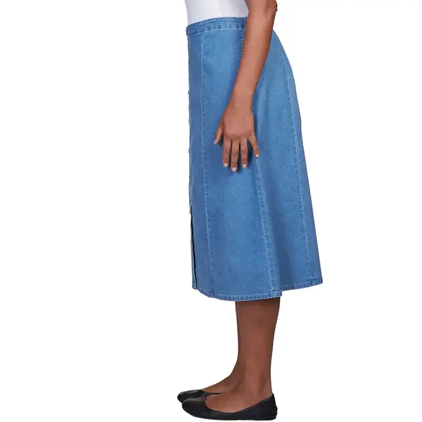 Womens Alfred Dunner Denim Button Front Skirt