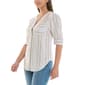 Womens Zac & Rachel Elbow Sleeve Stripe Linen Button Front Blouse - image 3