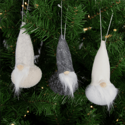Northlight 3pk. Grey & Cream Plush Gnomes Christmas Ornaments