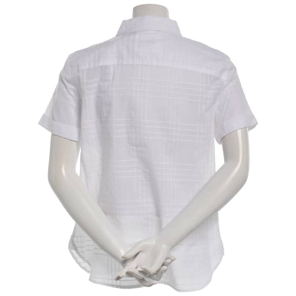 Womens Nautica Dobby Plaid Camp Button Down