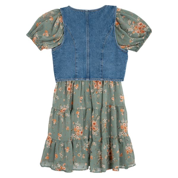 Girls &#40;7-16&#41; Rare Editions Floral Lurex Tiered Dress & Vest