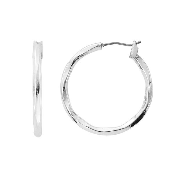 Design Collection Click Top Sculpted Texture Hoop Earrings - image 