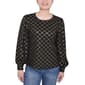 Womens NY Collection Diamond Foil Balloon Sleeve Blouse - image 1