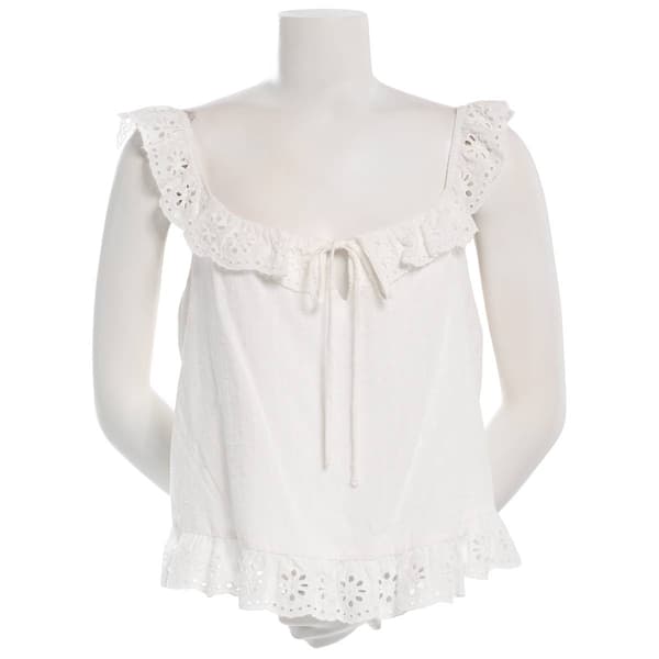 Juniors A. Byer Pin Dot Ruffle Eyelet Tank Top