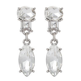 Roman Silver-Tone Crystal Marquise Cut Drop Earrings