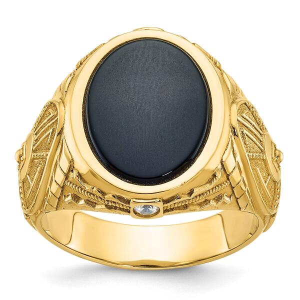 Mens Gentlemens Classics&#40;tm&#41; 14kt. Gold Onyx & 1/10ctw Diamond Ring - image 