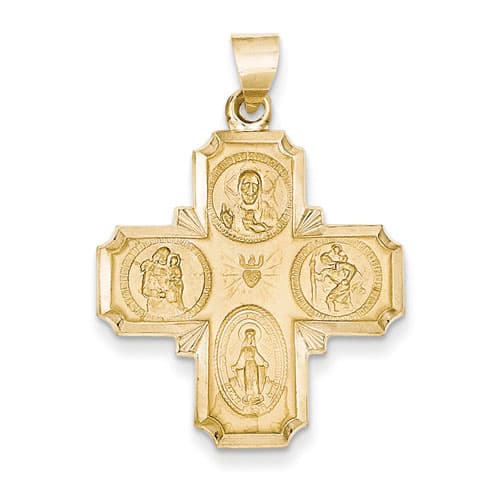 Unisex Gold Classics(tm) 14kt. Gold Four Way Medal Pendant - image 