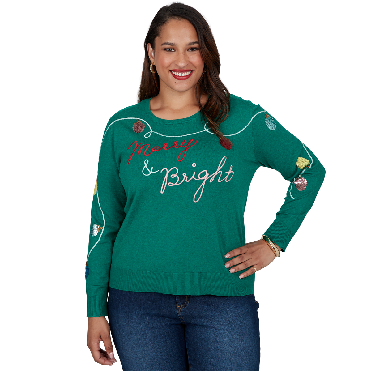 Plus Size Ruby Rd. Happy Holidays Merry & Bright Sweater