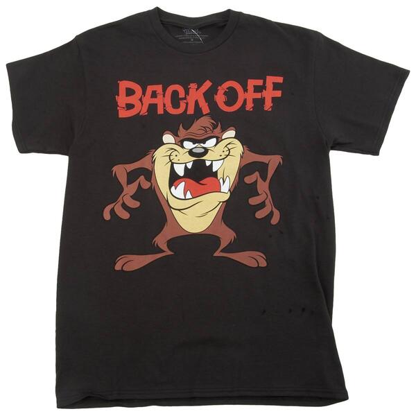 Young Mens Looney Tunes Taz Back Off Short Sleeve Graphic Tee - image 