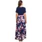 Plus Size Ellen Weaver Solid/Floral Maxi Dress-Navy/Fuchsia - image 2