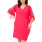 Plus Size MSK 3/4 Angel Sleeve Solid Side Ruched Sheath Dress - image 1