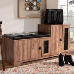 Baxton Studio Valina 2 Door Shoe Storage Bench with Cabinet