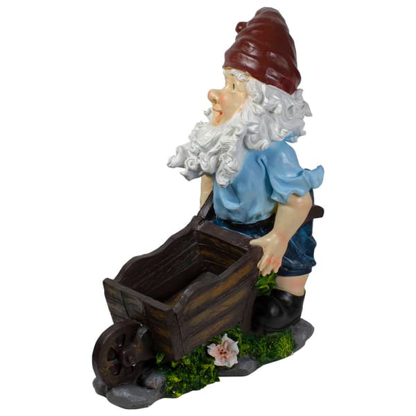 Northlight Seasonal 20in. Wheelbarrow Gnome Outdoor Garden Statue