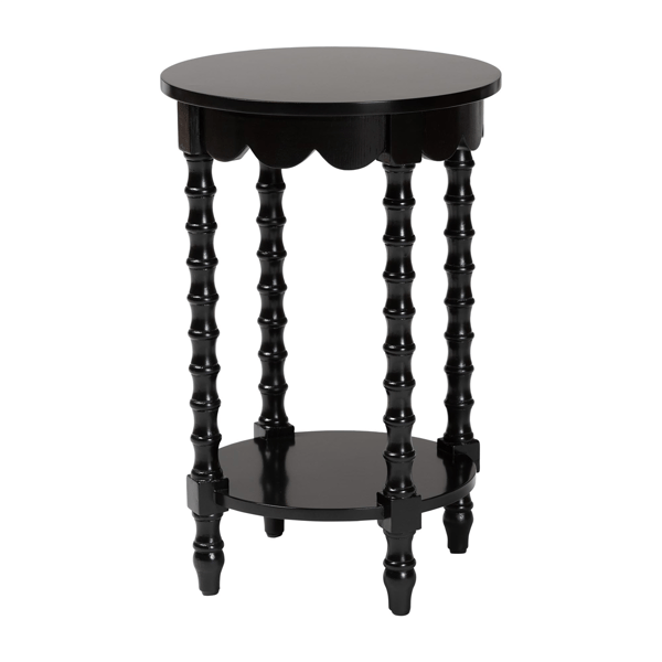 Baxton Studio Sally Round Nightstand with Bamboo Inspired Legs
