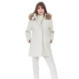 Womens Nine West Faux Wool Duffle w/Faux Fur Trimmed Hood