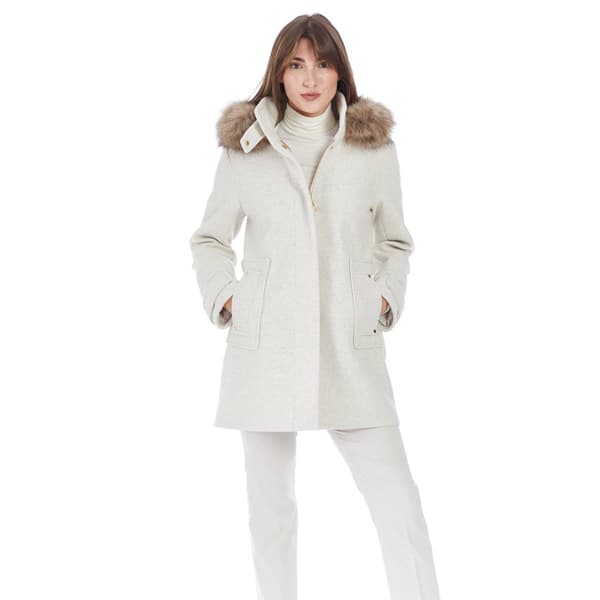 Womens Nine West Faux Wool Duffle w/Faux Fur Trimmed Hood - image 