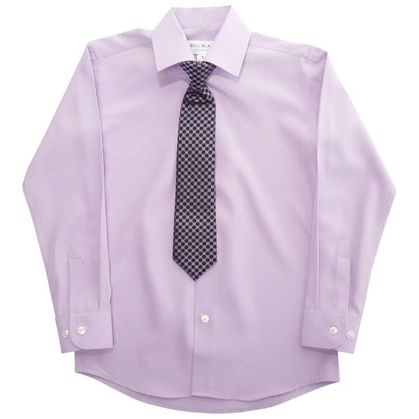 Boys (4-7) Bill Blass Long Sleeve Dress Shirt w/ Tie - Lavendula - image 