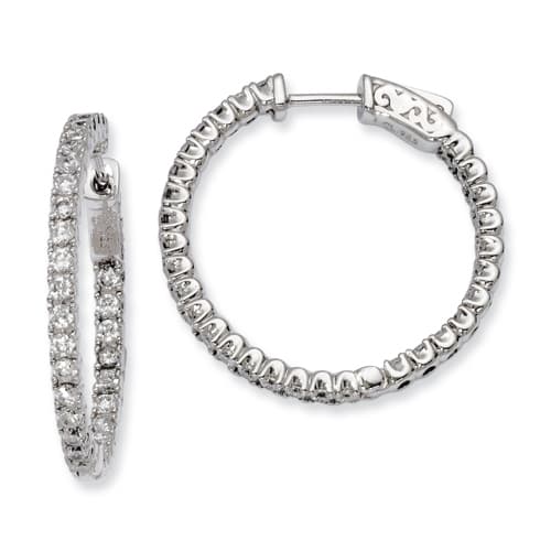 Sterling Silver 28mm x 26mm Hoop Earrings - image 