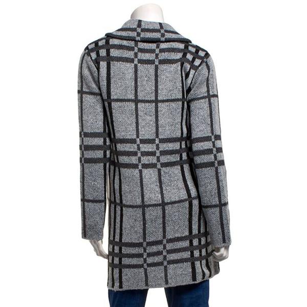 Womens By Design Long Sleeve Notched Two Pocket Plaid Cardigan