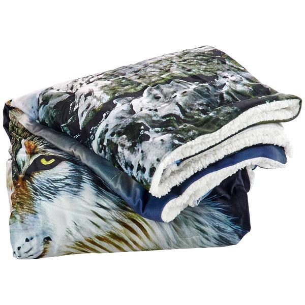 Mountain Ridge Wolf Photo Real Sherpa Throw