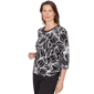 Womens Alfred Dunner Classics Floral Linework Side Tie Blouse - image 3