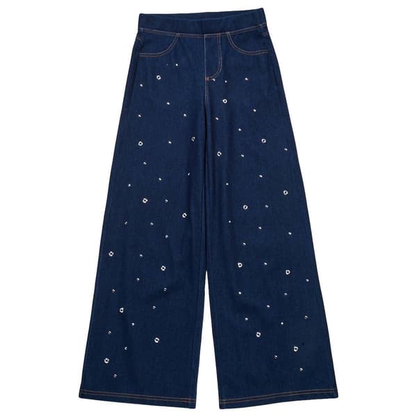 Girls (7-16) Star Ride(R) Wide Leg Studded Knit Denim Pants