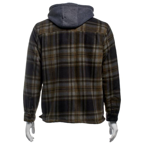 Mens Mountain Ridge Plaid Polar Fleece Jacket - Green Plaid