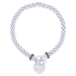 Nine West Silver-Tone Heart Charm Mesh Stretch Bracelet