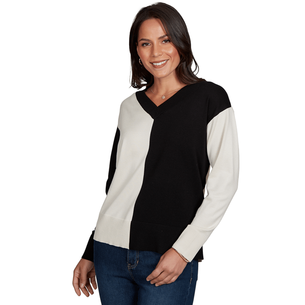 Petite Skye’s the Limit Signature Sweaters Color Block Sweater