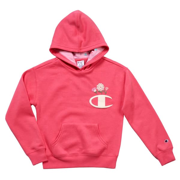 Girls &#40;7-16&#41; Champion&#40;R&#41; Solid Embossed Floral Emblem Hoodie - image 