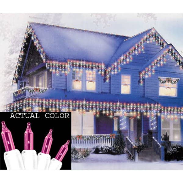 Hofert 100ct. Pink Mini Icicle Christmas Lights