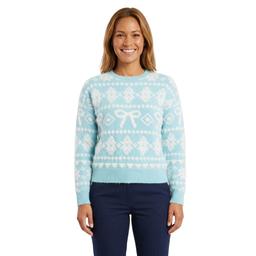 Womens 99 Jane Street Long Sleeve Fair Isle Bow Sweater