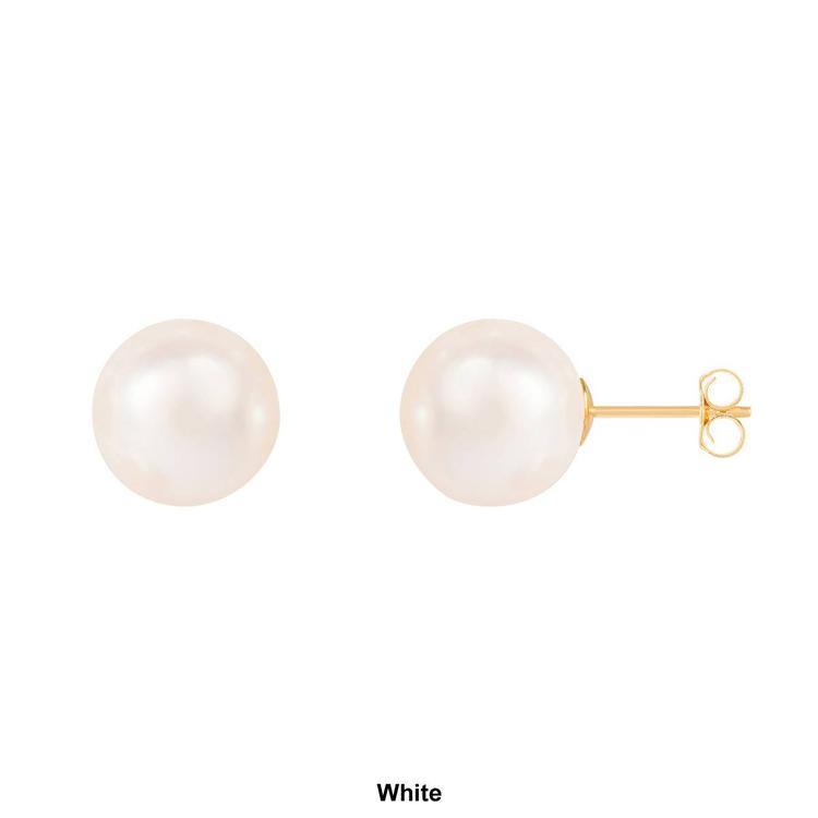 Splendid Pearls 14kt. Gold 10mm Round Pearl Stud Earrings