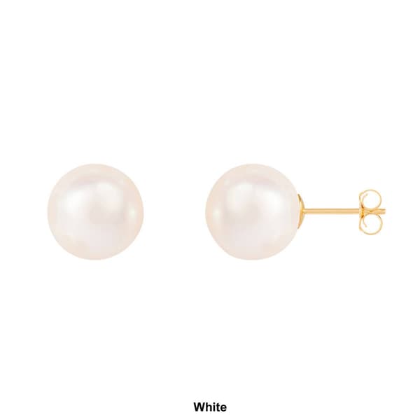 Splendid Pearls 14kt. Gold 10mm Round Pearl Stud Earrings
