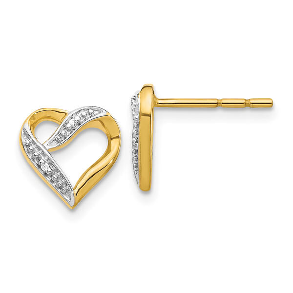 Diamond Classics&#40;tm&#41; 14kt. Yellow Gold Heart Earrings - image 
