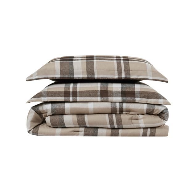 Truly Soft Paulette Plaid Taupe 3pc. Comforter Set - image 