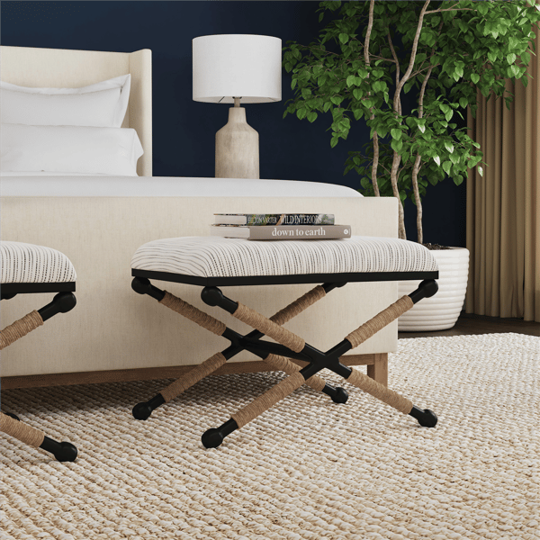 Linon Home Decor Ashburn Campaign Accent Striped Stool