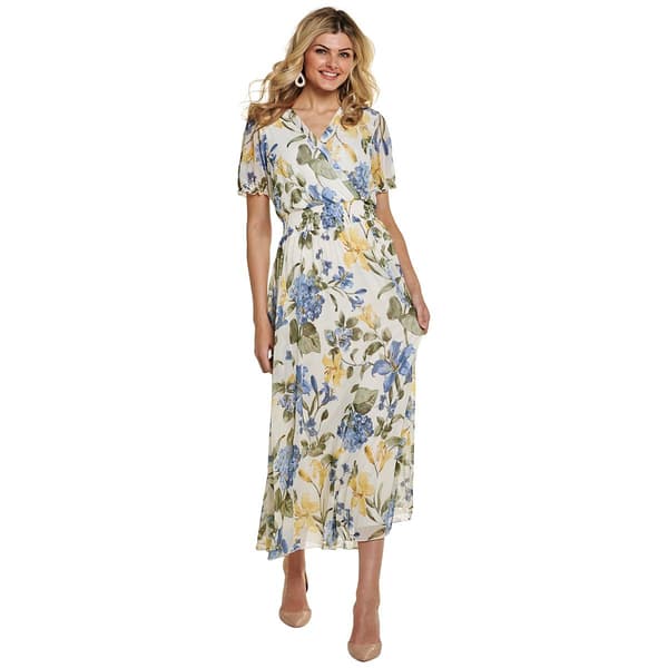 Womens Vivid AuraShort Sleeve Print Mesh Maxi - image 