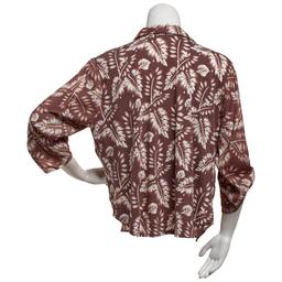 Plus Size Notations 3/4 Sleeve Tropical Casual Button Down