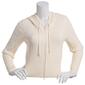 Juniors Pink Rose Cabled Rib Zip Up Hoodie - image 1