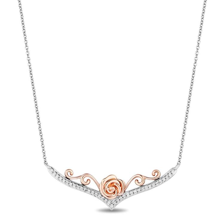 Enchanted by Disney Sterling Silver Rose Gold Rose Pendant