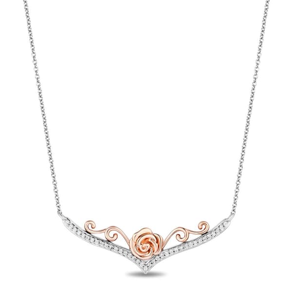 Enchanted by Disney Sterling Silver Rose Gold Rose Pendant - image 